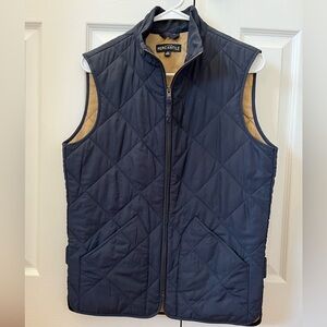 J Crew Mens Quilted Vest Dark Blue Tan Sz XS Chest 32 34